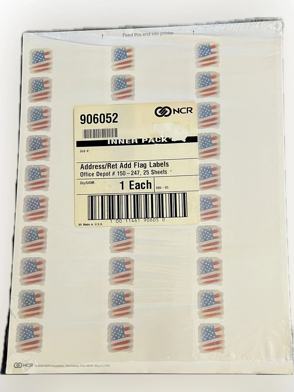 🔴NCR American Flag Blank Premium Address Return Labels Laser InkJet Printer
